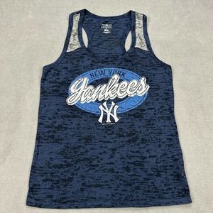 New York Yankees Tank Top Womens Medium Baseball Scoop Neck Sleeveless Burnout